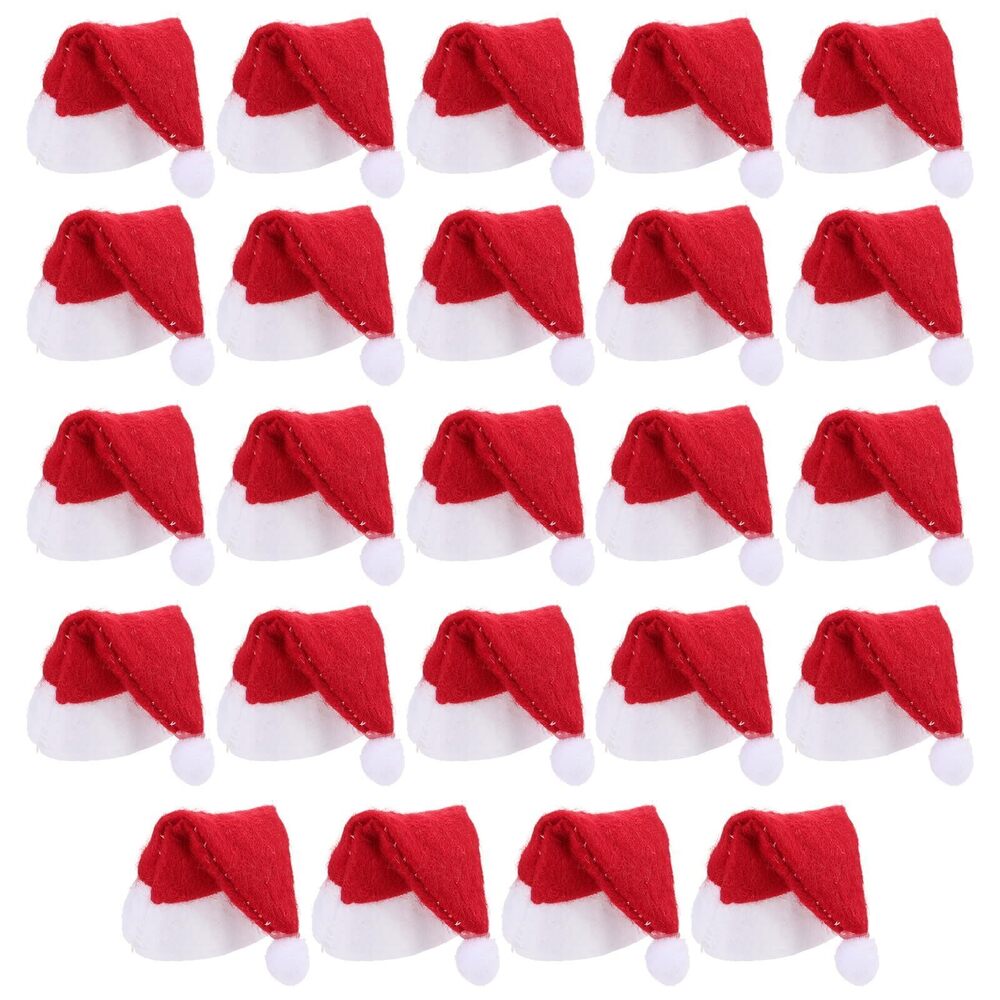 7912 24pcs Mini Santa Claus Hats Small Christmas Lollipop Hats Red Xmas